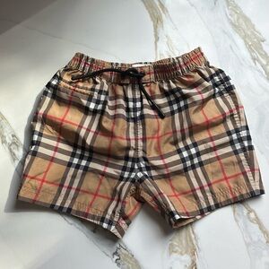 Burberry Tan and Red Checkered Shorts Toddler Boy